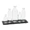 Hello Honey® Black Wood Tray with Glass Bottle Vases Set